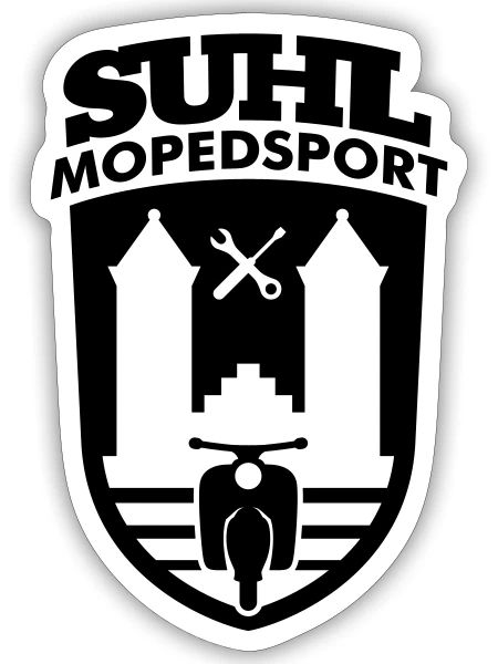 Suhl Mopedsport Schwalbe v.2 (Farbe änderbar) - Sticker Größe S (10 x 10 cm) - Mattweiß - Vorne