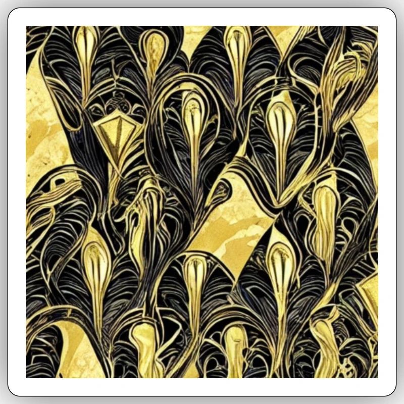 Wall structure with gold and black pattern
