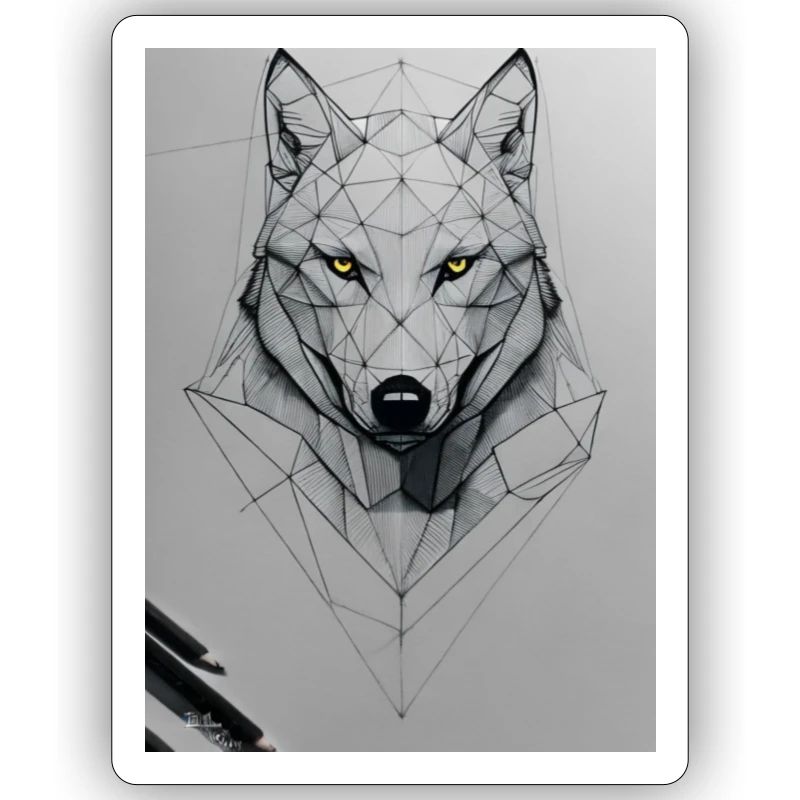 Skizze eines Wolfes mit schwarzem Stift