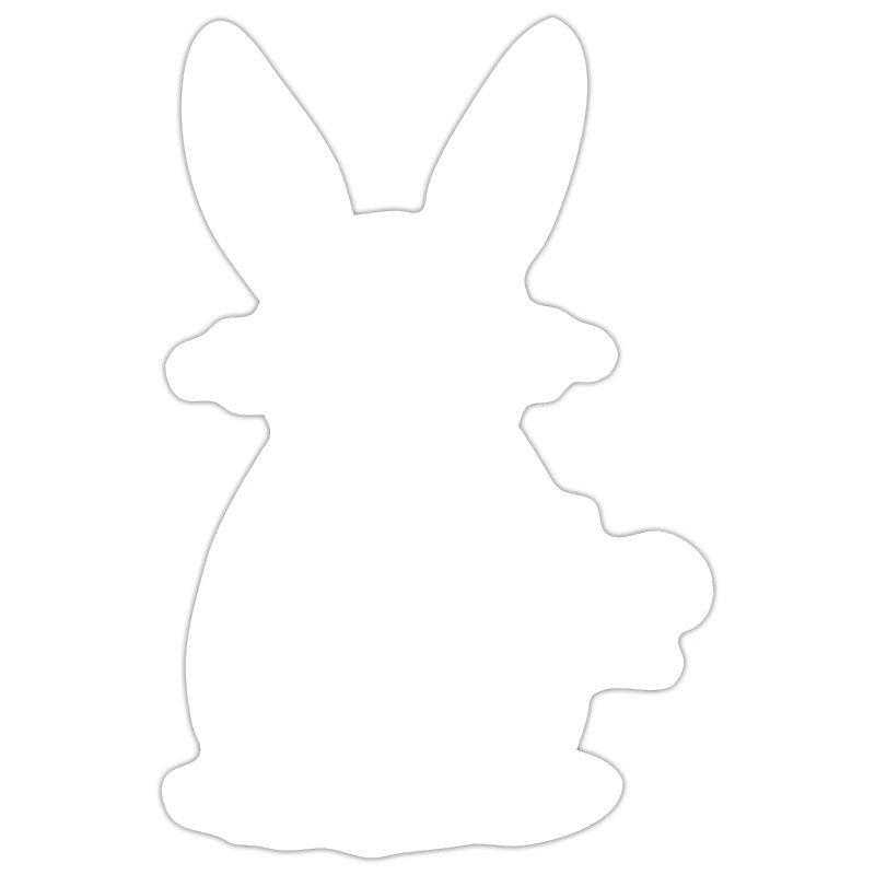Cute rabbit in back view - Happy Easter / White