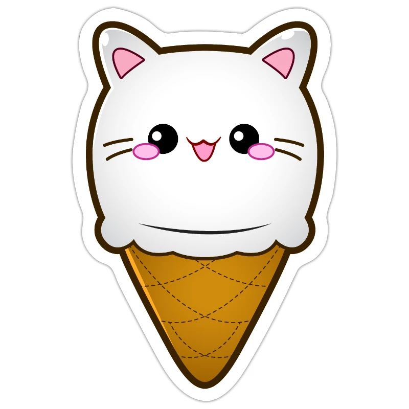 Ice Cream Cat Eiscreme Eis Katze Vanille Eiskugel
