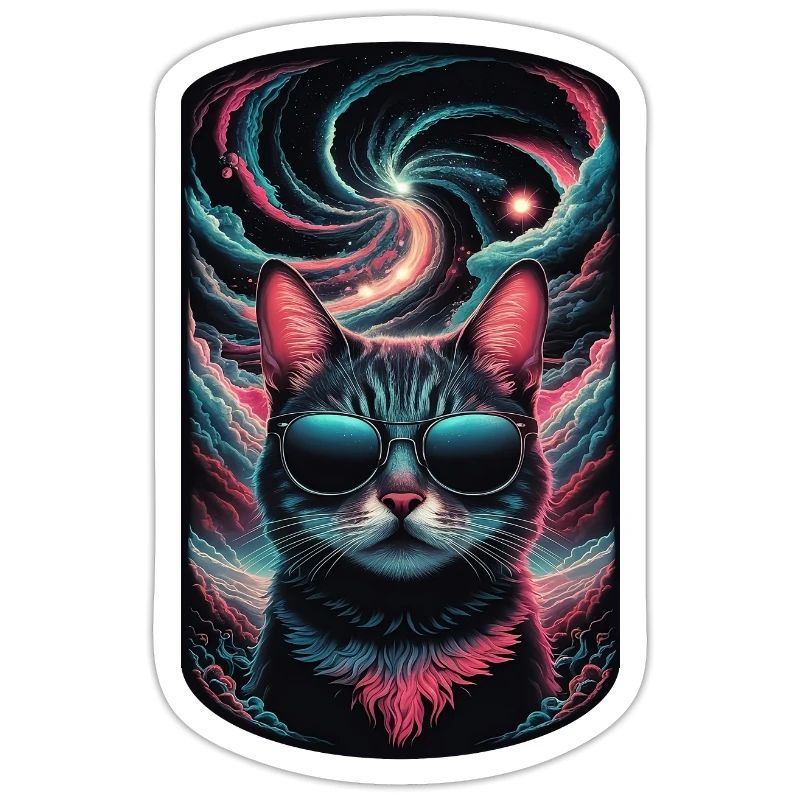 chat dans l'espace - chaton avec lunette de soleil
