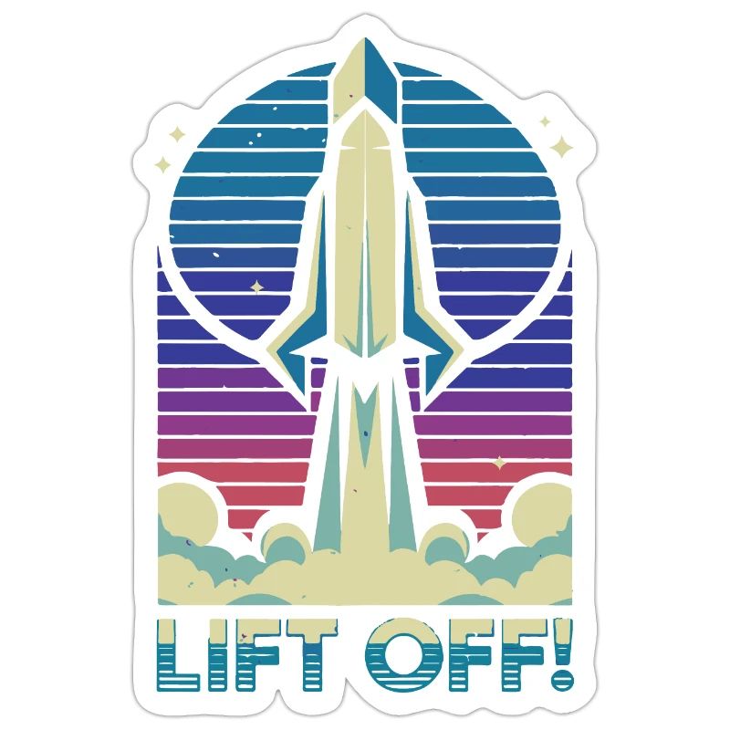 Retro Rocket Launch Illustration