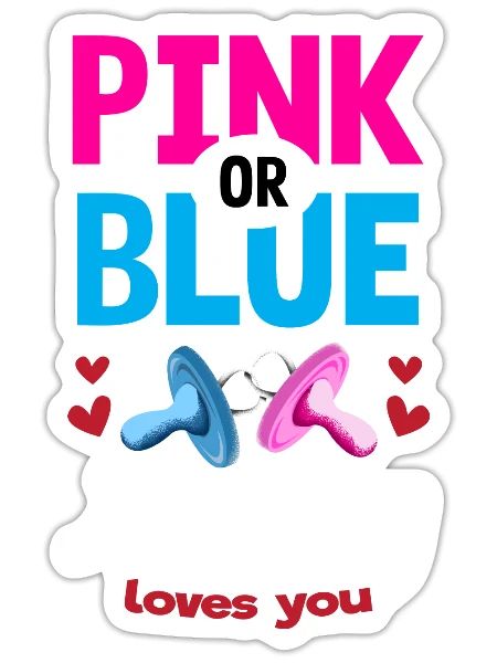 Pink or Blue Aunty Loves You Gender Reveal Party - Sticker size S (10 x 10 cm) - white matte - Front