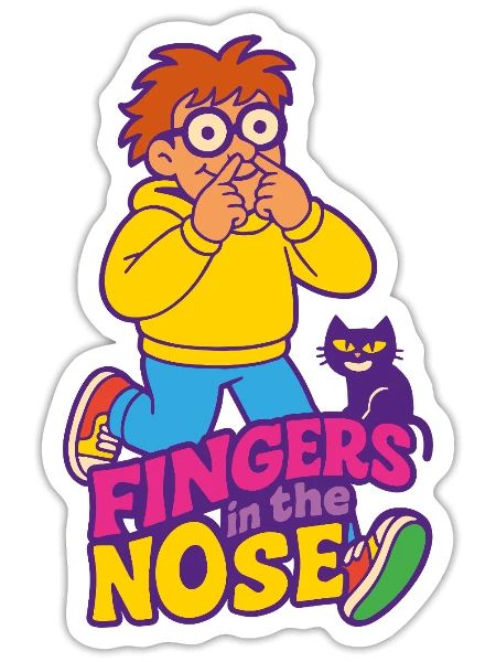 Fingers in the nose - Sticker size S (10 x 10 cm) - white matte - Front