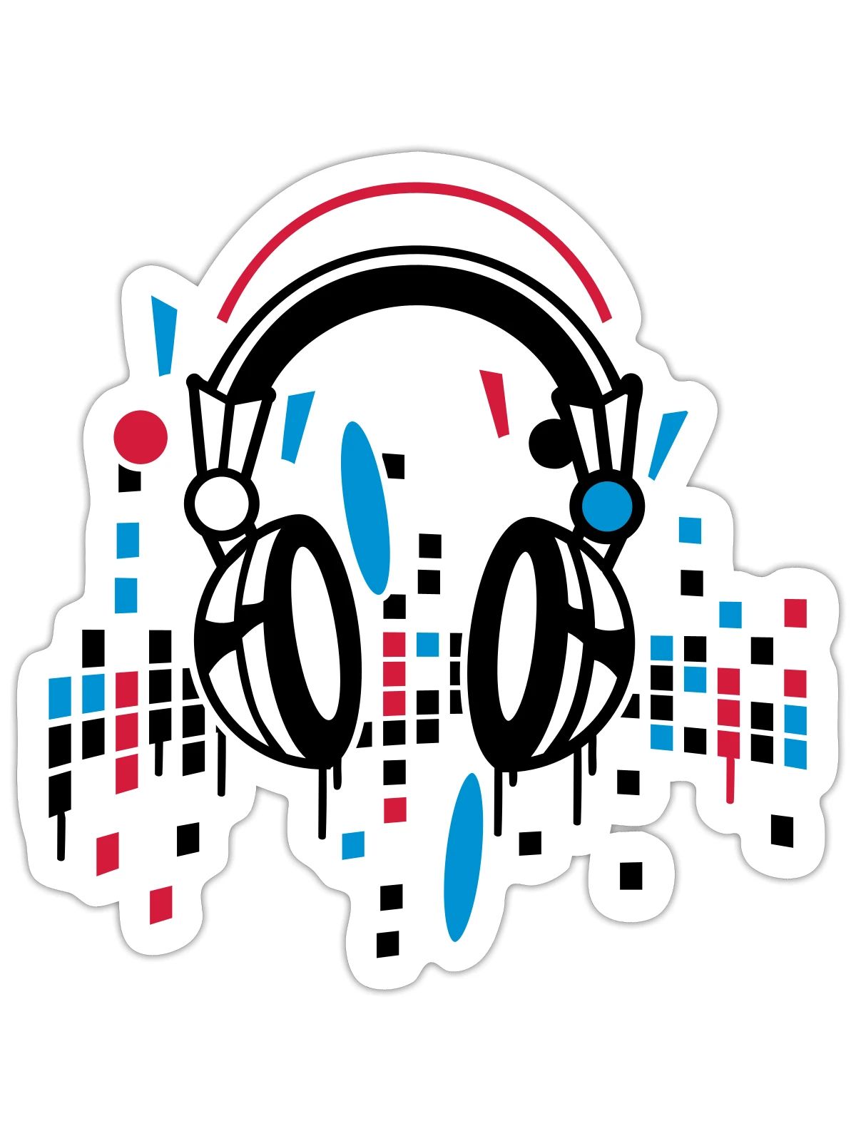 Kopfhörer Equalizer Zeichnung - Sticker Größe S (10 x 10 cm) - Mattweiß - Vorne