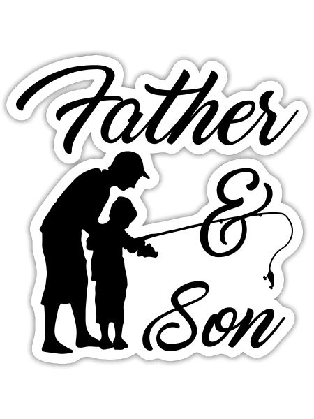 Le père et le fils pêcher pêche pêcher pêcher pêche cadeau pêche - Sticker taille S (10 x 10 cm) - blanc mat - Devant