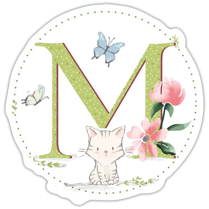 Lettre initiale M avec chat