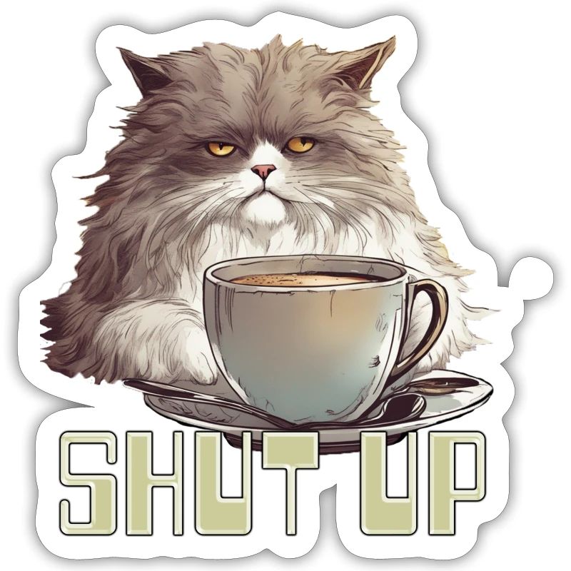 Grumpy coffee cat shut up!