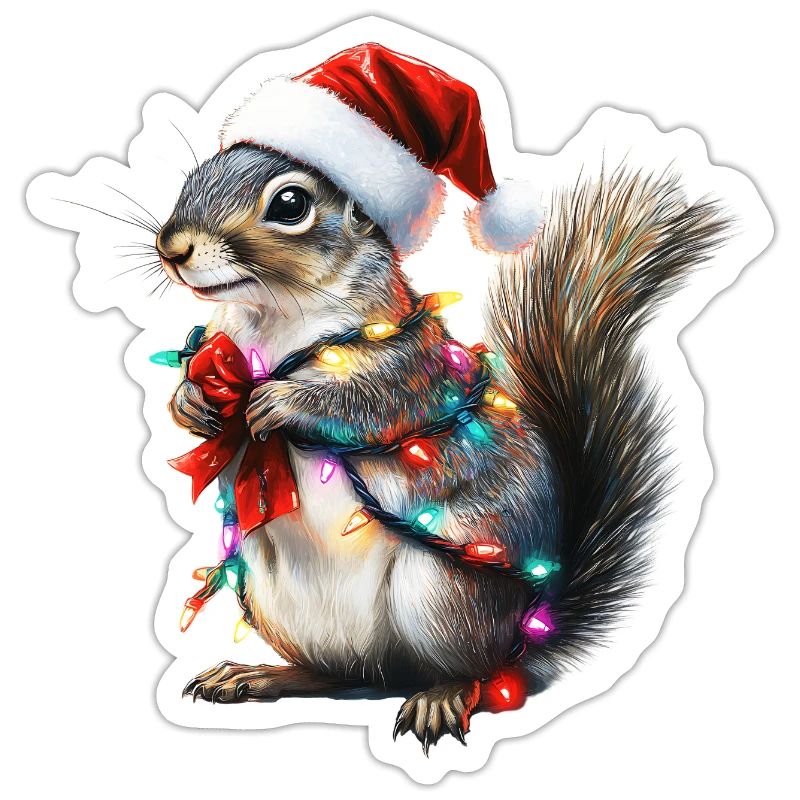 Eichhörnchen mit Lichterkette - Weihnachtspullover