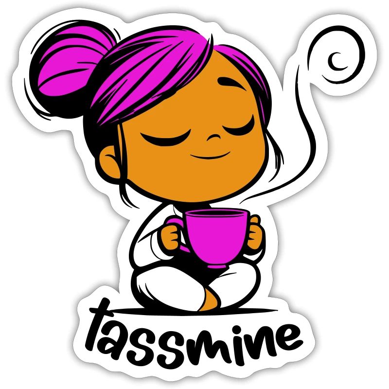 Tassmine enspannt mit einer Tasse Tee oder Kaffee