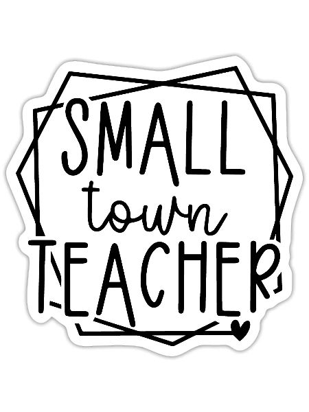 Graphique de cœur d’enseignant de petite ville pour les éducateurs - Sticker taille S (10 x 10 cm) - blanc mat - Devant
