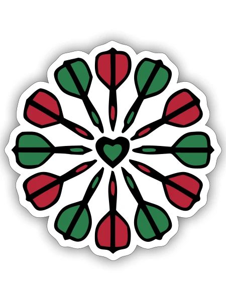 Dartpfeile Mandala Grafik - Sticker Größe S (10 x 10 cm) - Mattweiß - Vorne