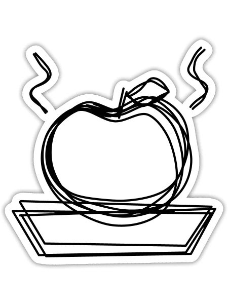 Bratapfel handgezeichnet - Sticker Größe S (10 x 10 cm) - Mattweiß - Vorne