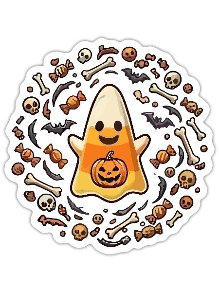 Candy Halloween-Geist - Sticker Größe S (10 x 10 cm) - Mattweiß - Vorne