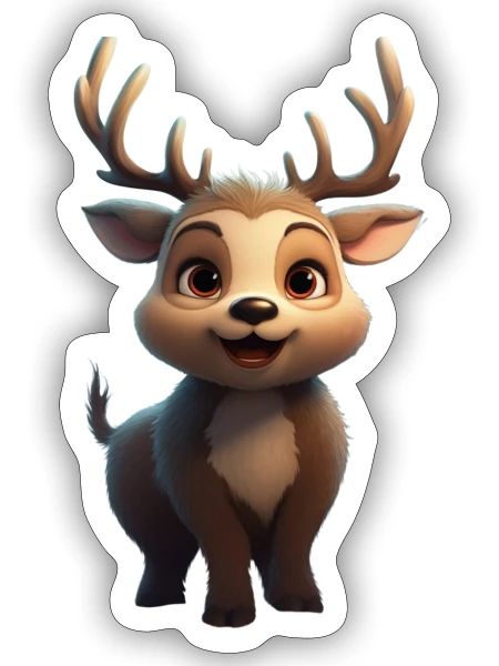 Fat Deer - Sticker size S (10 x 10 cm) - white matte - Front