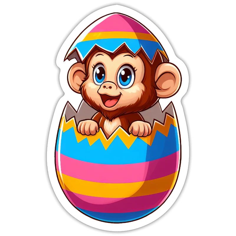 Easter Monkey Hatches Easter Egg Design