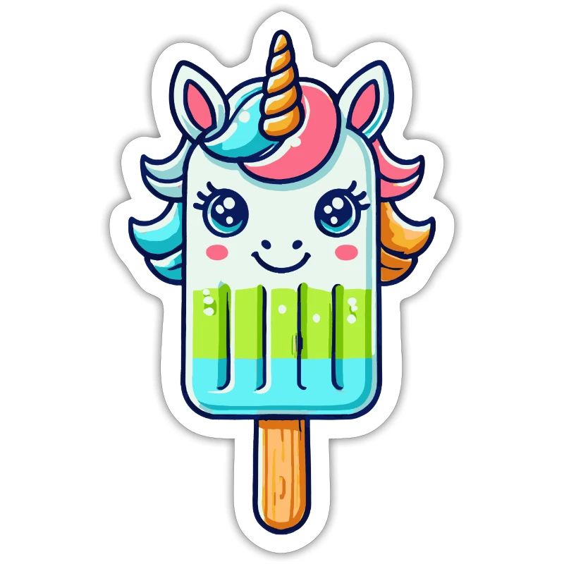 Ein Eis am Stil in Form eines bunten Einhorns