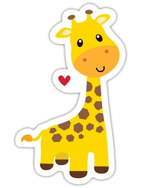 Girafe - Sticker taille S (10 x 10 cm) - blanc mat - Devant