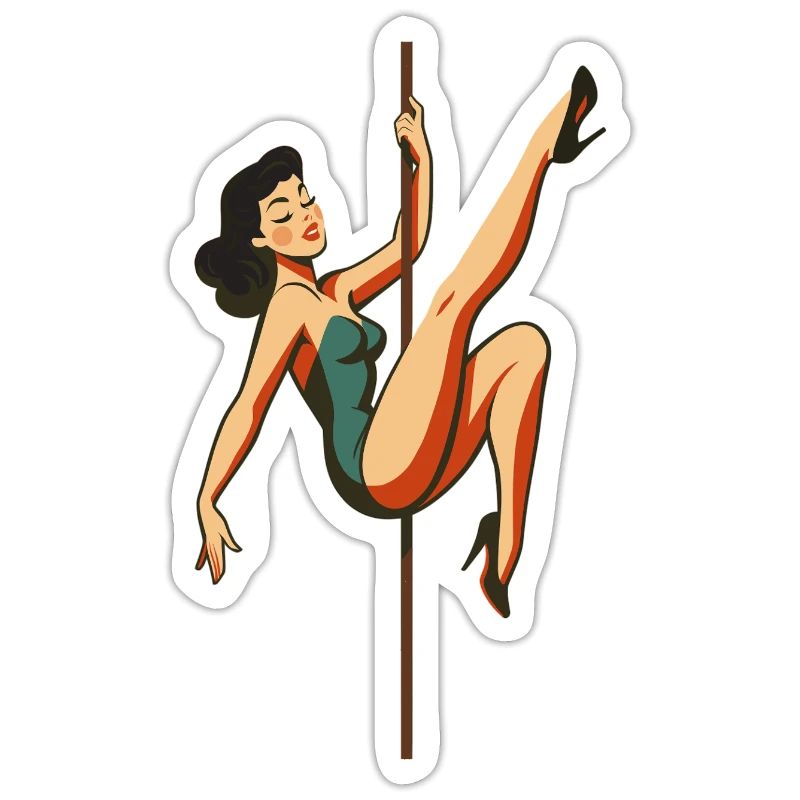Pole Dance Pole Dancer Black-haired Retro 50s