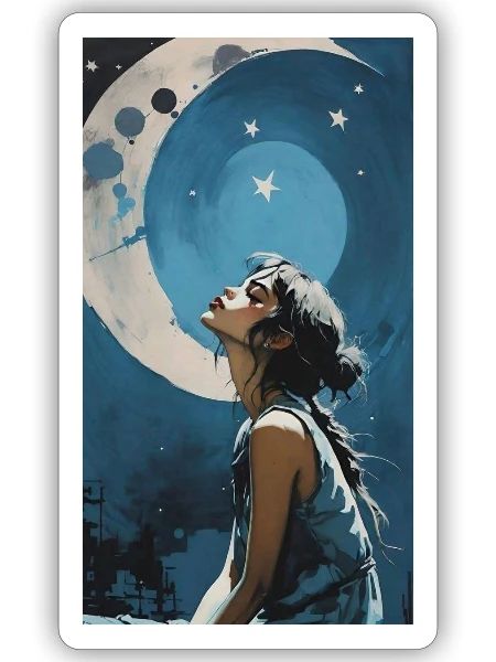 moon night girl - Sticker Größe S (10 x 10 cm) - Mattweiß - Vorne