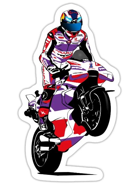 Moto Racing - Superbike - Sticker taille S (10 x 10 cm) - blanc mat - Devant