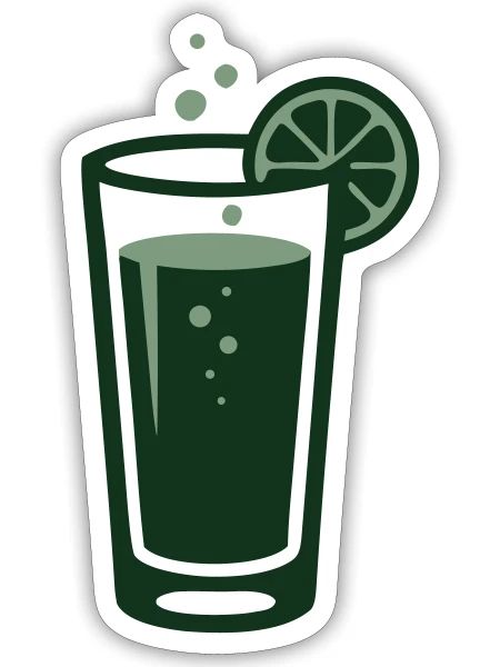 Ingwer Limonade Cocktail Glas Logo - Sticker Größe S (10 x 10 cm) - Mattweiß - Vorne