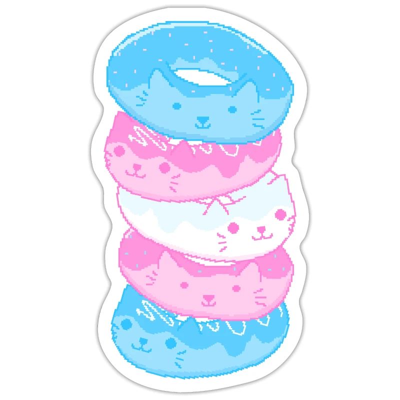 Trans Pride Cat 8-Bit Pixel Donut Stack Trans