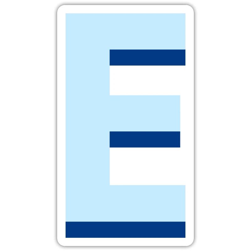 Pop und moderner blauer Buchstabe e