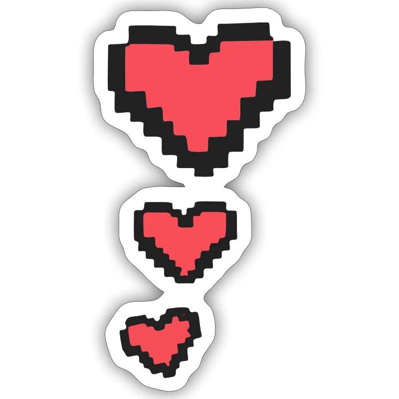 3 Pixel Hearts Life Indicator 8-Bit Retro Gamer