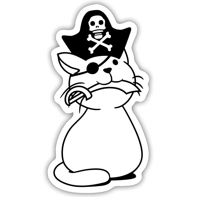 Mignon Pirate Cat Buccaneer Oeil Patch Chapeau Sabre
