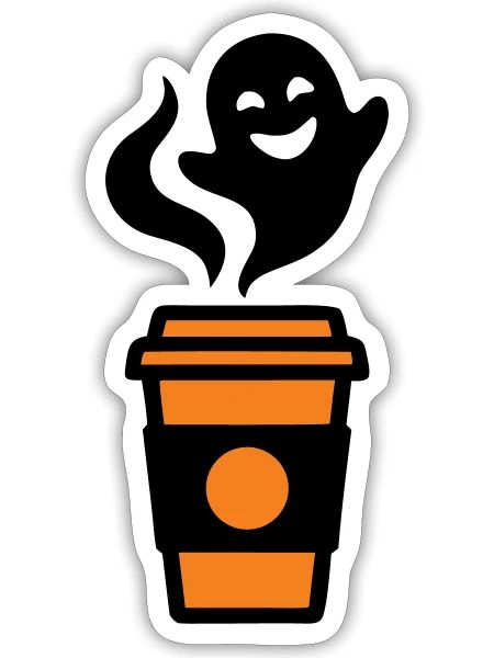 Kaffeebecher Geist Halloween Logo - Sticker Größe S (10 x 10 cm) - Mattweiß - Vorne