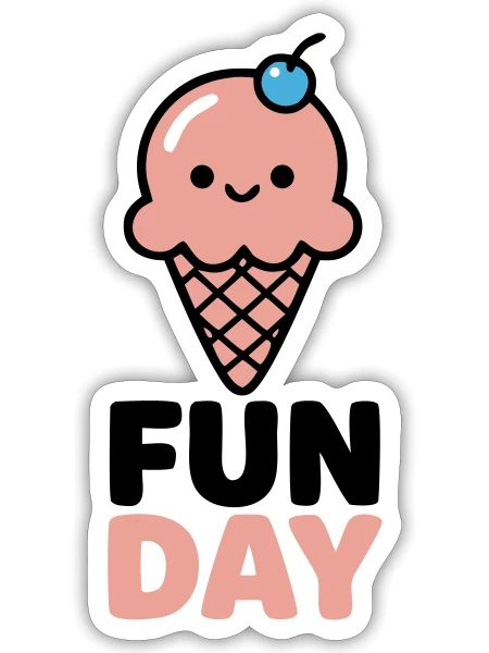 Fun Day Eiscreme Logo - Sticker Größe S (10 x 10 cm) - Mattweiß - Vorne
