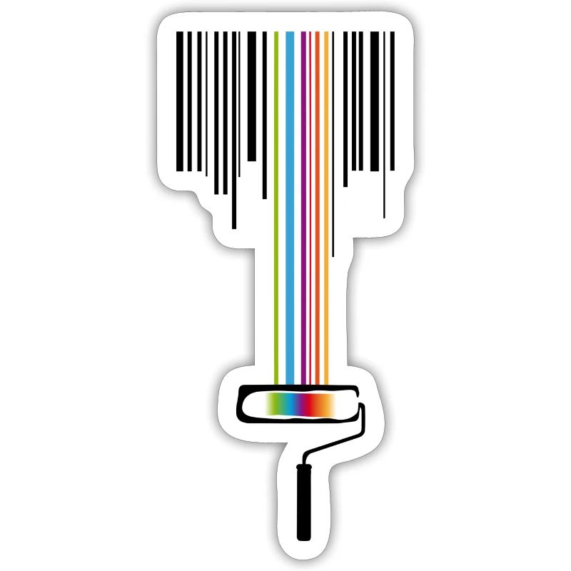 A paint roller with a bar code