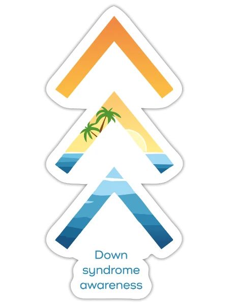 3-Tribe-Pfeil für das Bewusstsein für das Down-Syndrom - Sticker Größe S (10 x 10 cm) - Mattweiß - Vorne