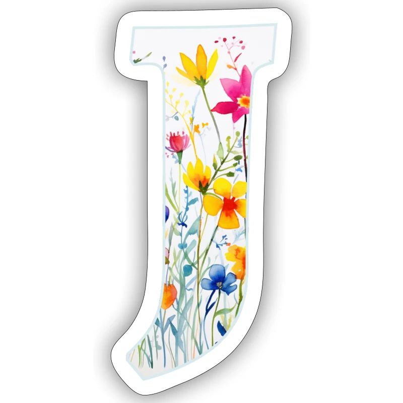 Letter J, Monogram, Floral Pattern