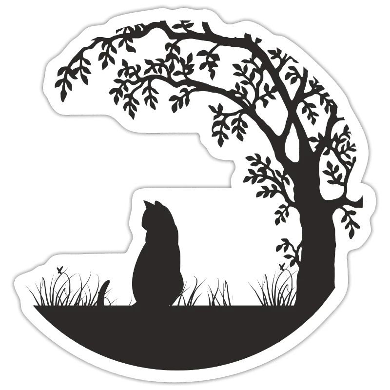 Cat under the tree - cute gift