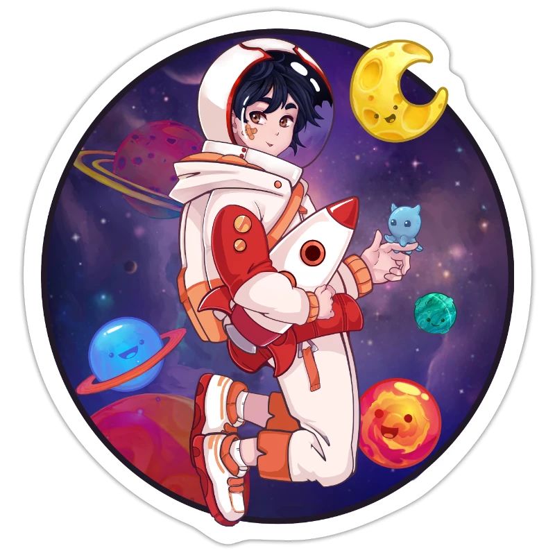 Garçon cosmonaute chibi dans l'espace