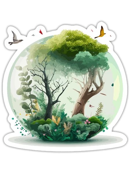 The miniature forest - Sticker size S (10 x 10 cm) - white matte - Front