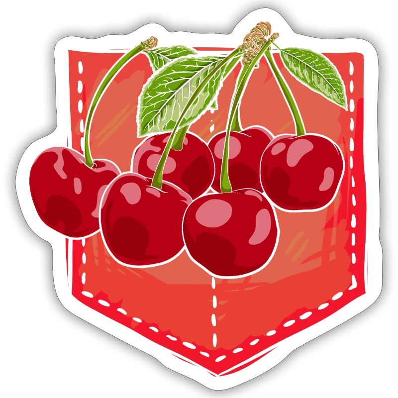 Früchte Obst Kirschen Geschenk Brusttasche Kirsche