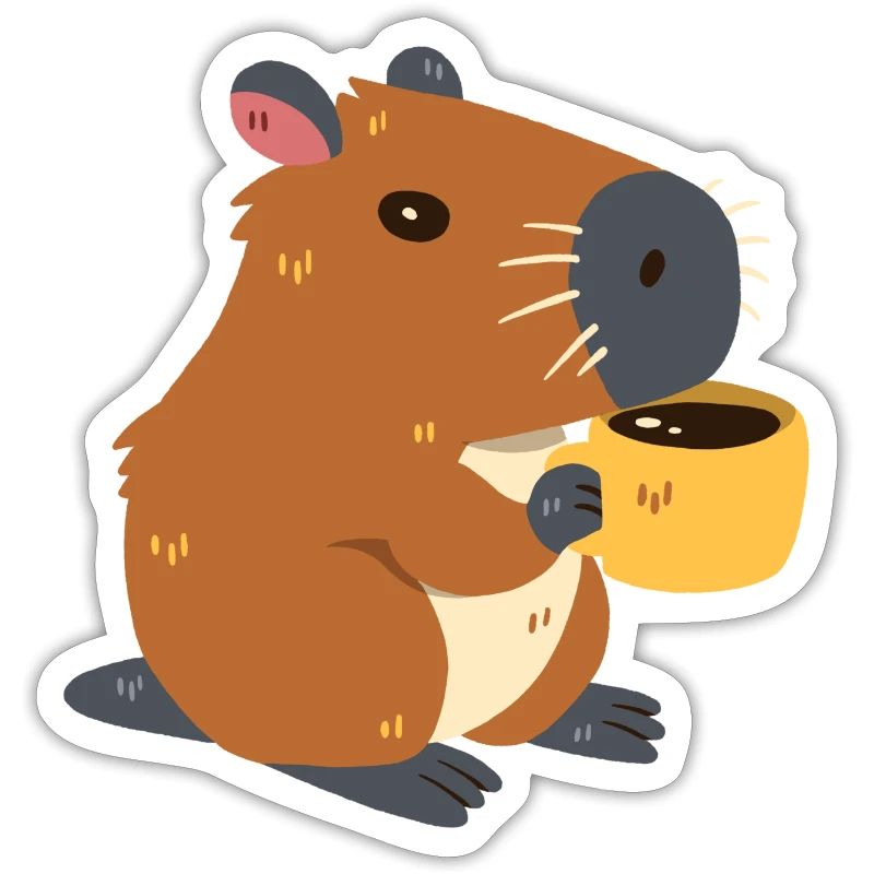 Capybara drinks coffee