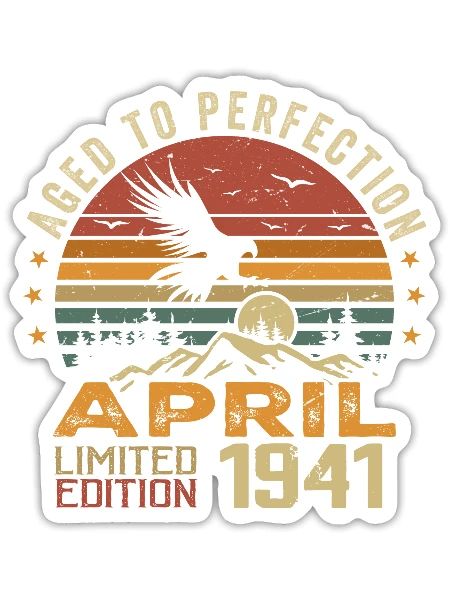 Unmatched Since April 1941 Anniversary Gift - Sticker size S (10 x 10 cm) - white matte - Front