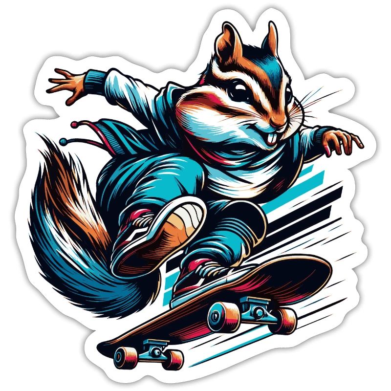 Cool chipmunk on a skateboard