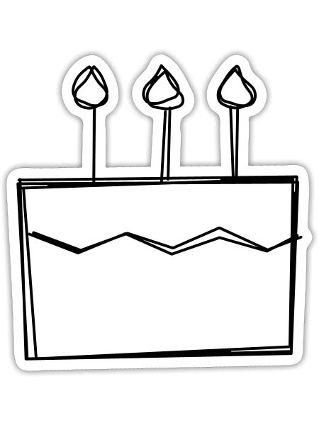 Geburtstagstorte handgezeichnet - Sticker Größe S (10 x 10 cm) - Mattweiß - Vorne