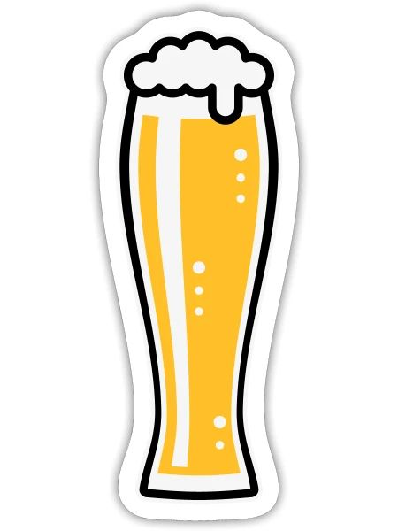 Wheat Beer Glass (Weiss Beer / Beer Drinker / 3C) - Sticker size S (10 x 10 cm) - white matte - Front