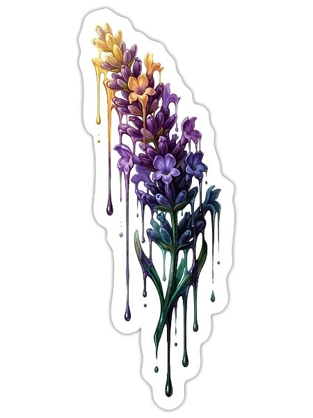 Lavender with dripping color - Sticker size S (10 x 10 cm) - white matte - Front