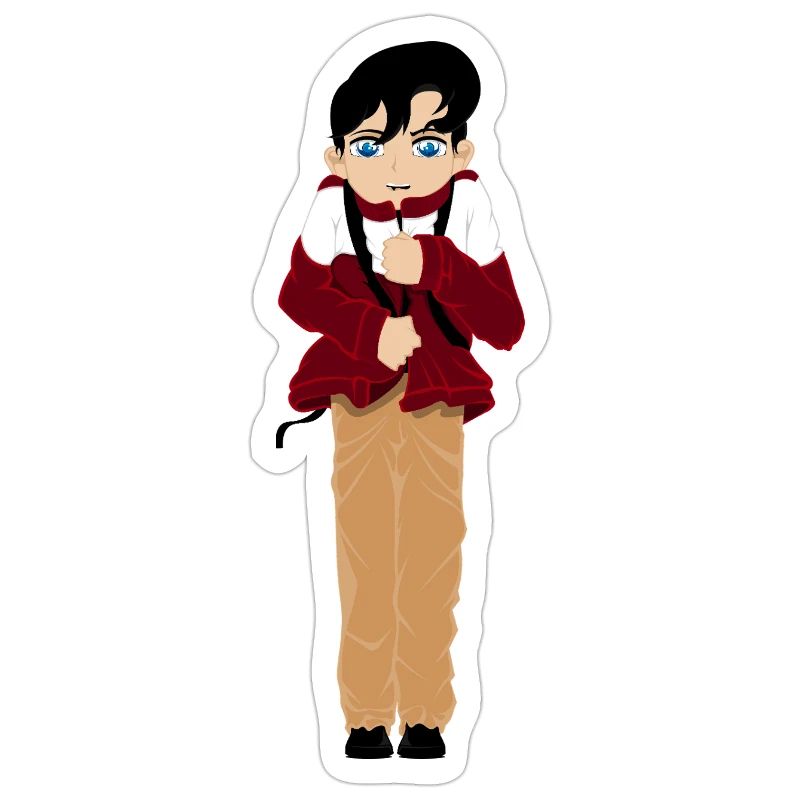 Figure d’anime avec un manteau rouge et beige