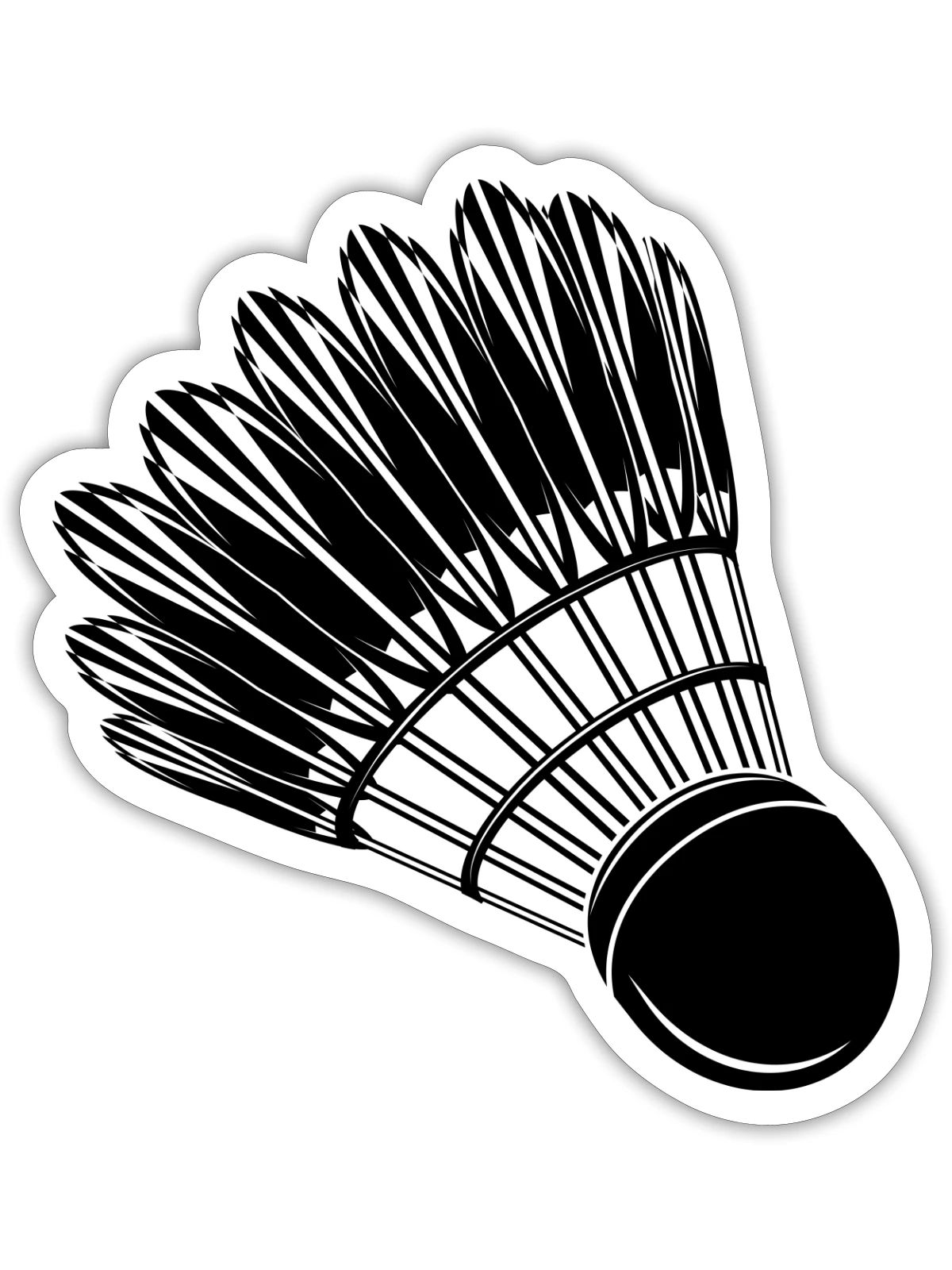 Badminton Federball Zeichnung - Sticker Größe S (10 x 10 cm) - Mattweiß - Vorne