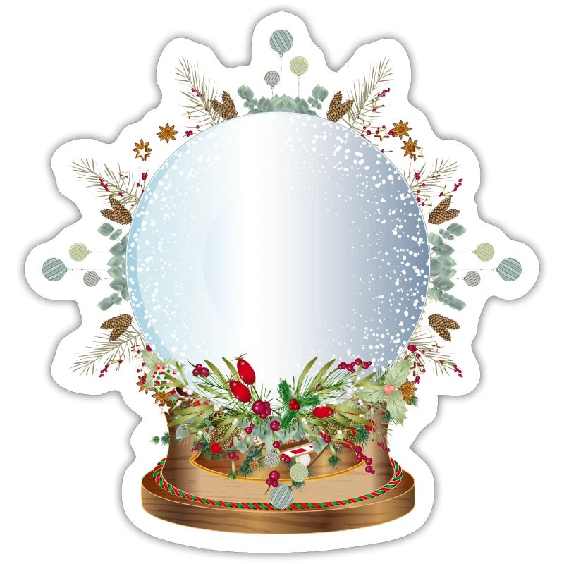empty nostalgic snow globe to label