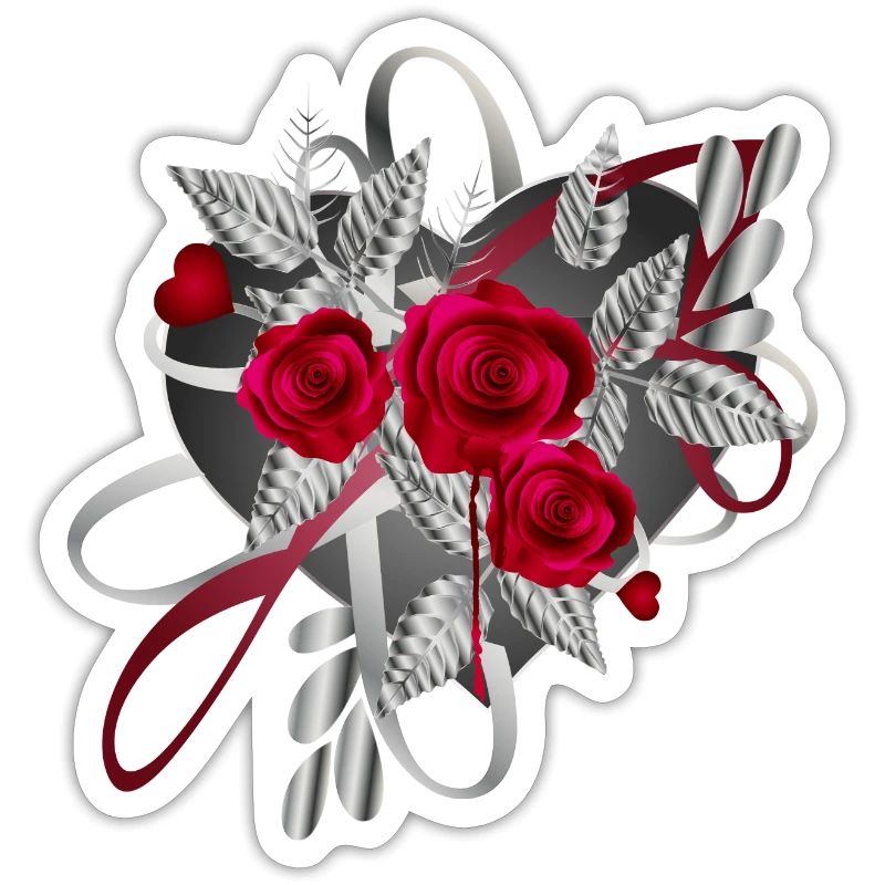silver Valentine's Day composition with roses